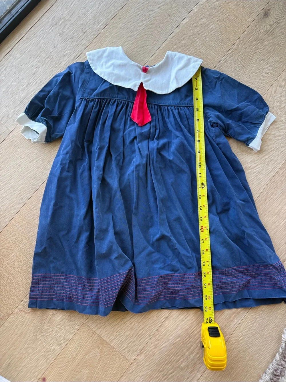Vintage hand made Navy Sailor-Style Kids Dress with Red Necktie ❤️💙⚓️